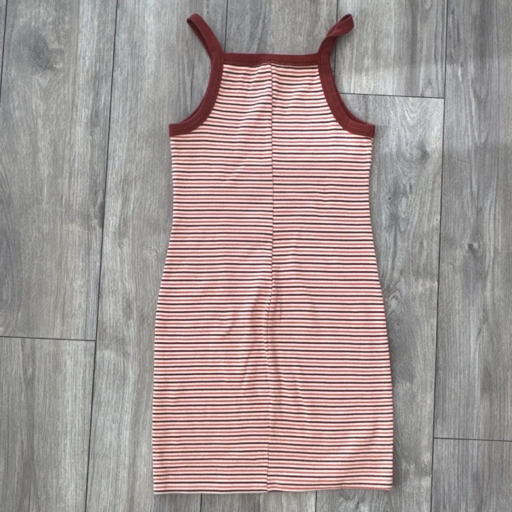 Forever 21 Striped Ribbed Racerback Mini Dress Red White Rust Orange‎ Size M
